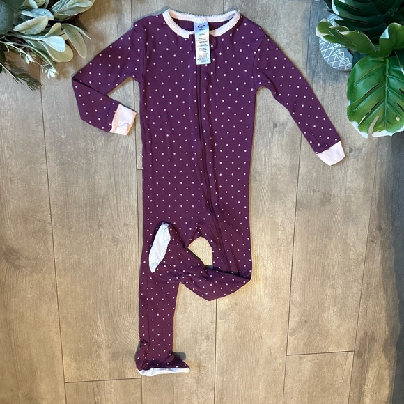 Gerber Baby 18 Months Purple polka dot zip footed cotton pajamas like new - Picture 9 of 12